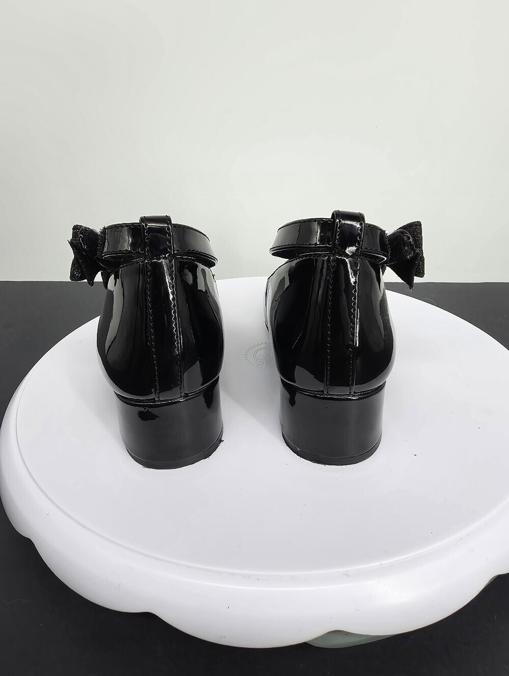 Rachel Shoes Lil Janet Girls 11M Black Patent Mary Jane Dress Heel Bow 356501 - Picture 6 of 8